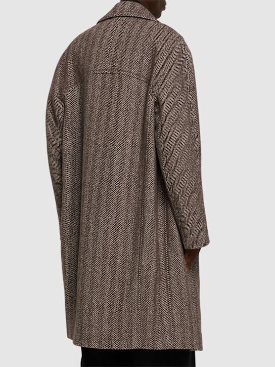Dries Van Noten: Razel herringbone wool coat - Dark Brown - men_2 | Luisa Via Roma