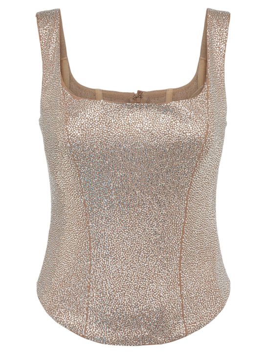 Giuseppe Di Morabito: Viscose embellished bustier top - Silver - women_0 | Luisa Via Roma