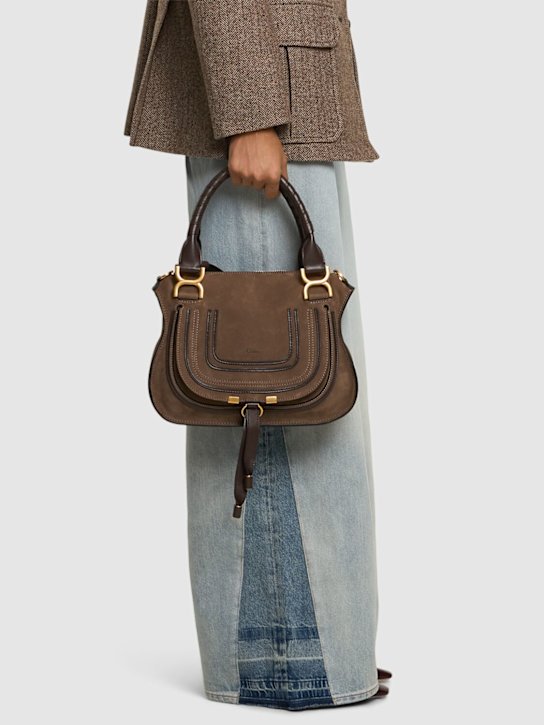 Chloé: Marcie nubuck leather top handle  bag - women_1 | Luisa Via Roma