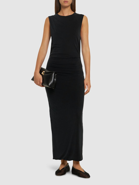 St. Agni: Cupro draped jersey midi dress - women_1 | Luisa Via Roma