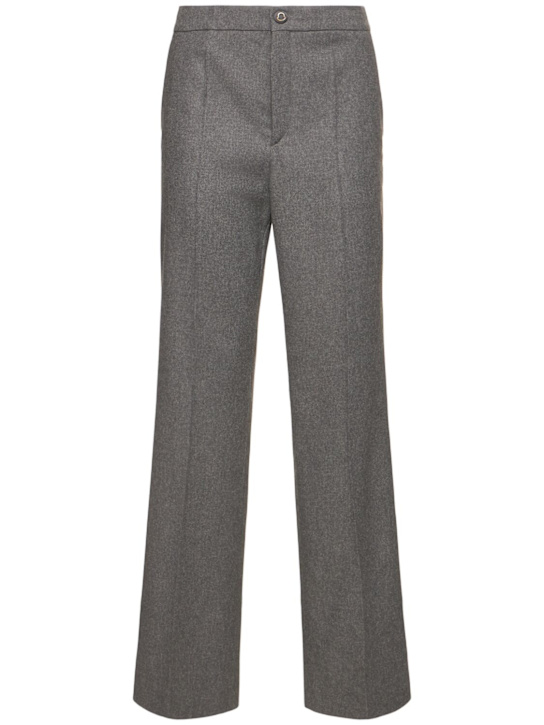 Moncler: Pantalon en flanelle de laine mélangée - women_0 | Luisa Via Roma