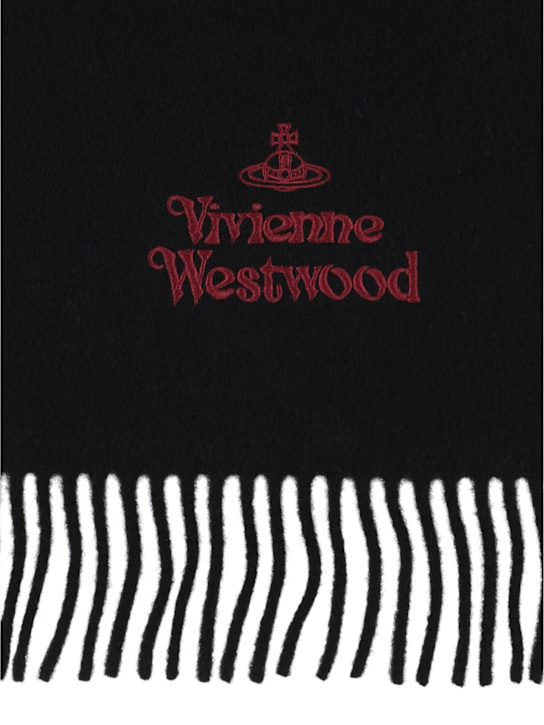 Vivienne Westwood: Wool embroidered logo scarf - Black - women_1 | Luisa Via Roma