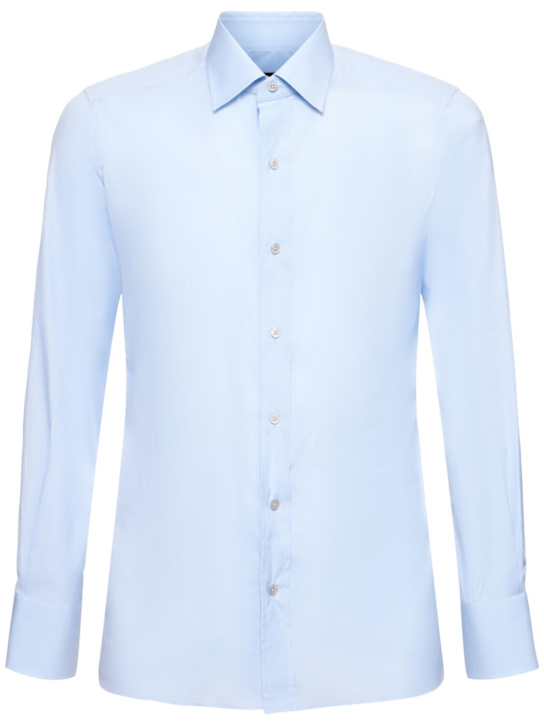 Tom Ford: Cotton poplin slim fit shirt - Light Blue - men_0 | Luisa Via Roma