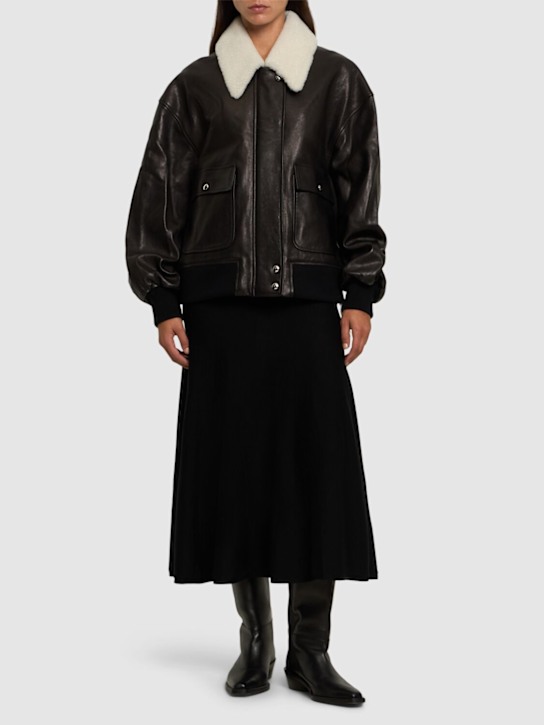 Khaite: Sheller leather jacket - Black - women_1 | Luisa Via Roma