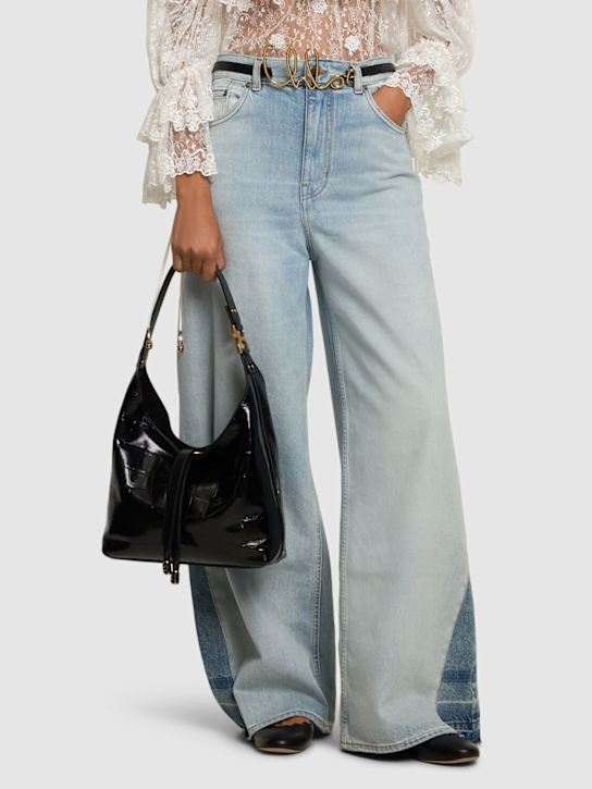 Chloé: Marcie glossy leather tote bag - women_1 | Luisa Via Roma