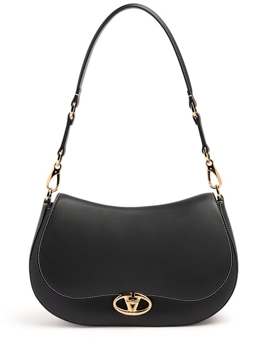 Valentino Garavani: Saddle logo leather shoulder bag - women_0 | Luisa Via Roma