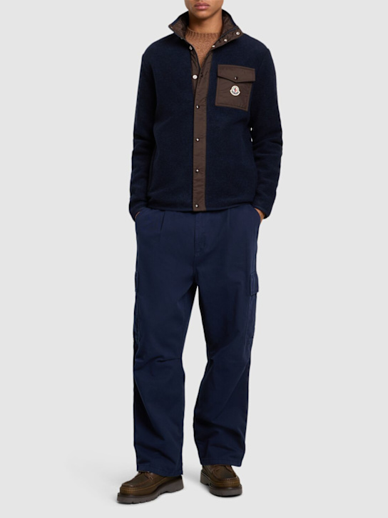 Moncler: 羊毛混纺毛绒卫衣 - men_1 | Luisa Via Roma