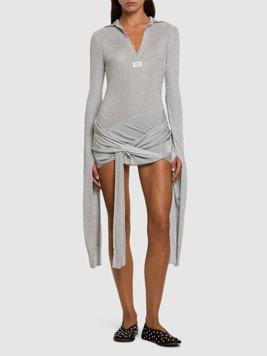 Coperni: Knotted sleeved viscose blend mini dress - women_1 | Luisa Via Roma