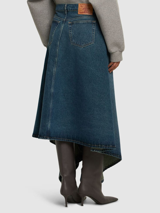 Y/PROJECT: Asymmetric high rise denim midi skirt - women_2 | Luisa Via Roma