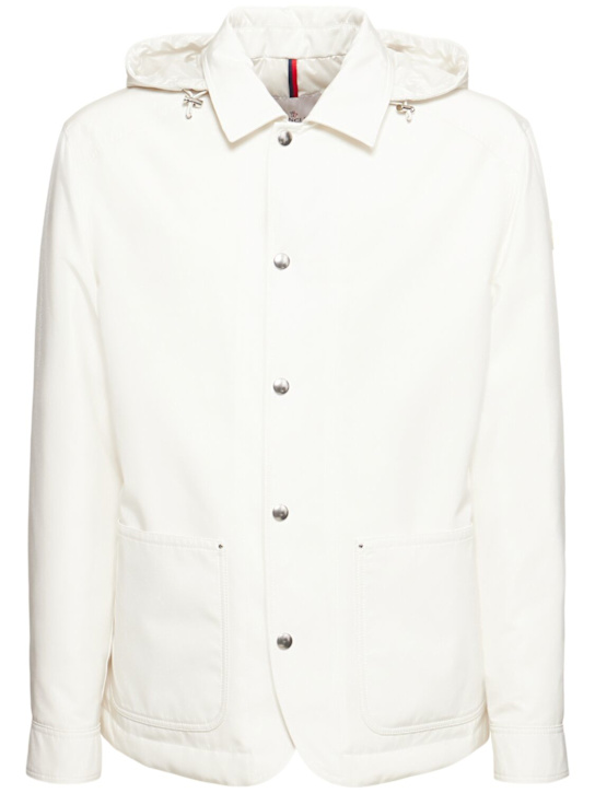 Moncler: Buffaure tech & cotton down jacket - men_0 | Luisa Via Roma