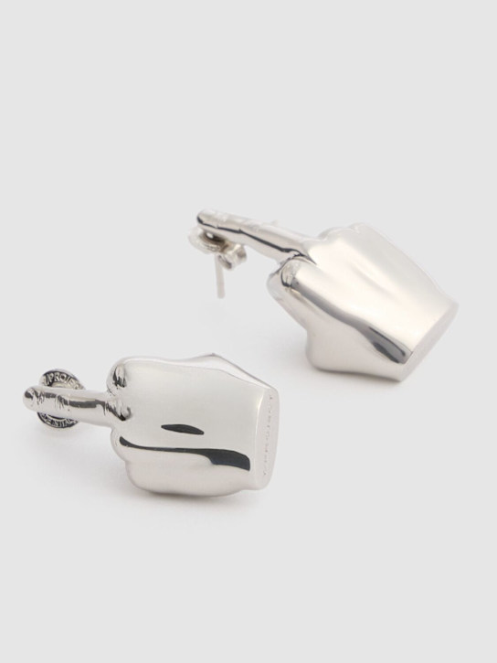 Y/PROJECT: Mini Fuck U stud earrings - Silver - men_1 | Luisa Via Roma