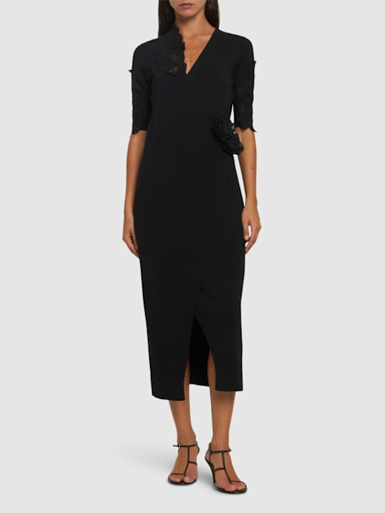 Ermanno Scervino: Vestito midi con scollo a V e inserti in pizzo - women_1 | Luisa Via Roma