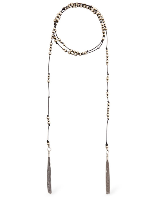 Ann Demeulemeester: Elida long cord necklace - Antique Silver - men_0 | Luisa Via Roma