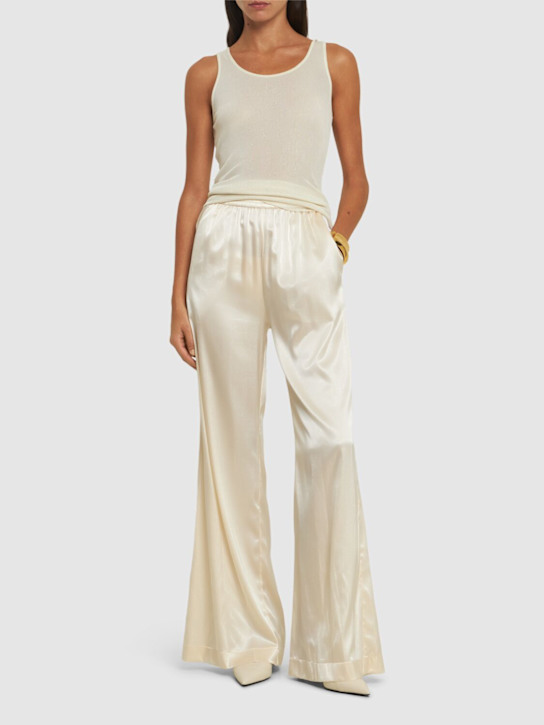 Ermanno Scervino: Silk blend elastic waist wide pants - women_1 | Luisa Via Roma