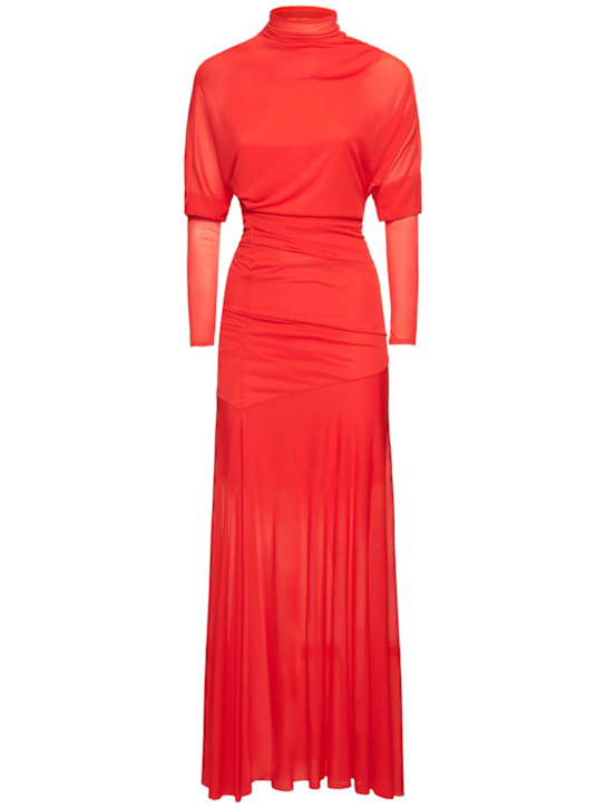Proenza Schouler: Paula sheer crepe high neck long dress - women_0 | Luisa Via Roma