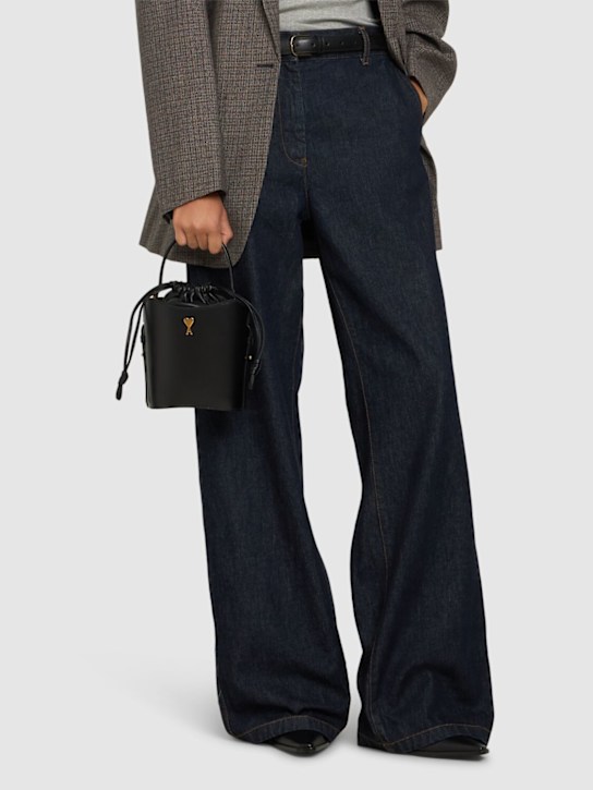 AMI Paris: Mini Paris Paris leather bucket bag - women_1 | Luisa Via Roma