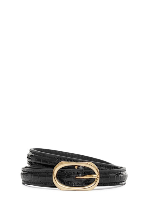 ANINE BING: Mini Mara embossed leather belt - women_0 | Luisa Via Roma