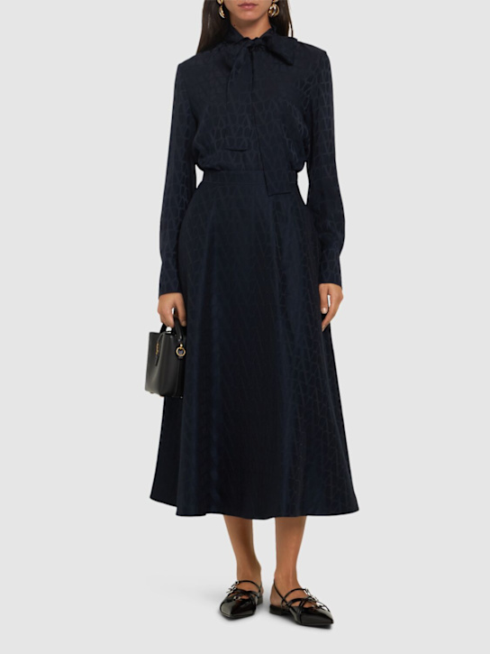 Valentino: Iconographe silk jacquard shirt w/ scarf - women_1 | Luisa Via Roma