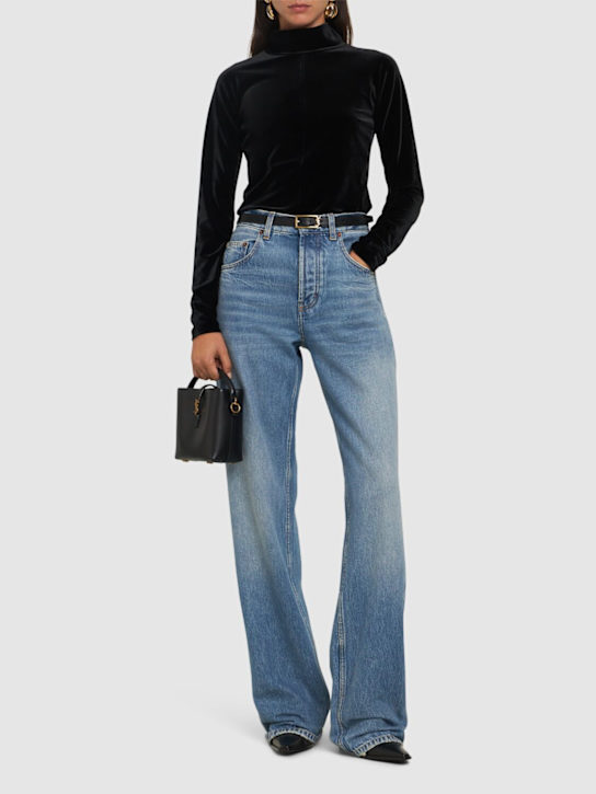 Forte_forte: Stretch velvet turtleneck top - women_1 | Luisa Via Roma