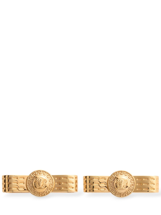 Versace: Ribbon stud earrings - Gold - women_0 | Luisa Via Roma