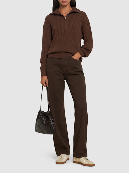 Varley: Janie half zip knit sweater - Chestnut - women_1 | Luisa Via Roma