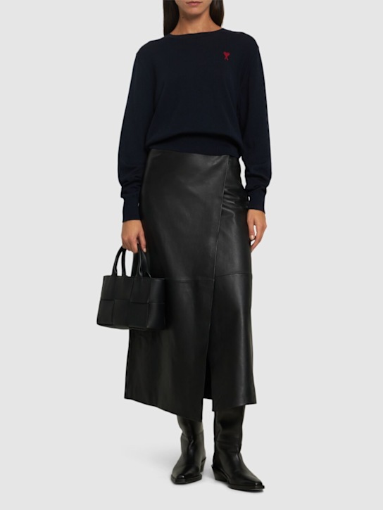 AMI Paris: Red ADC wool crewneck sweater - women_1 | Luisa Via Roma