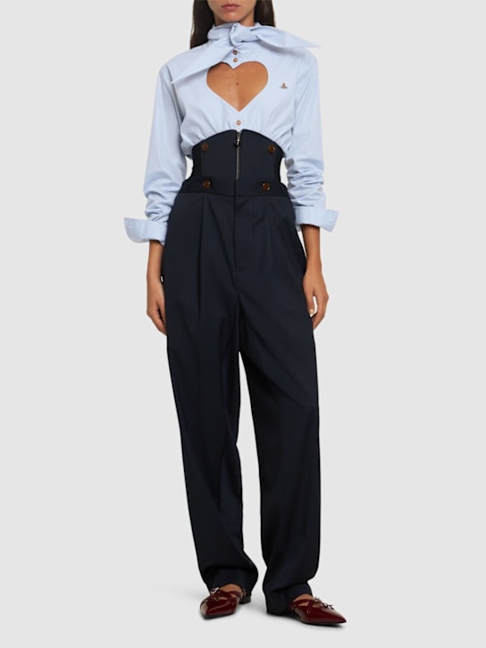 Vivienne Westwood: Poplin cut out heart cropped shirt - women_1 | Luisa Via Roma