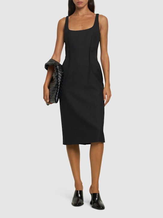 Moschino: Compact wool midi dress - women_1 | Luisa Via Roma