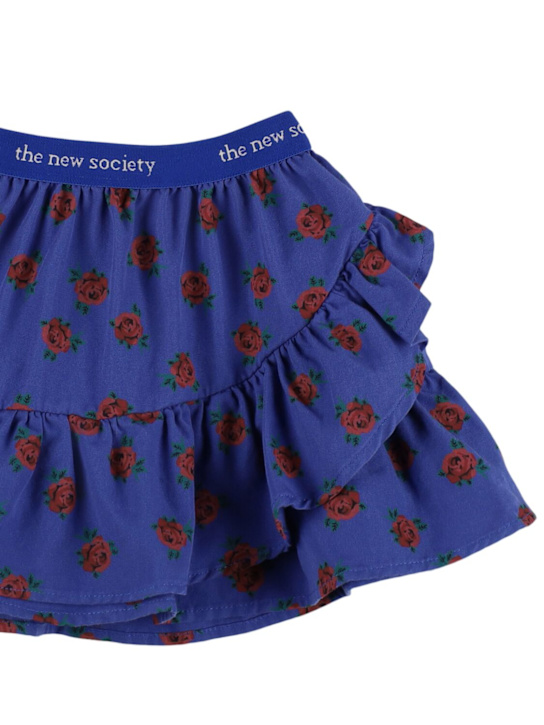 The New Society: Printed cotton muslin skirt - Blue - kids-girls_1 | Luisa Via Roma