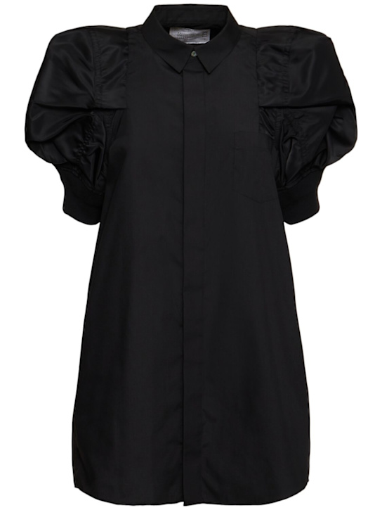 Sacai: Cotton poplin twill mini shirt dress - women_0 | Luisa Via Roma
