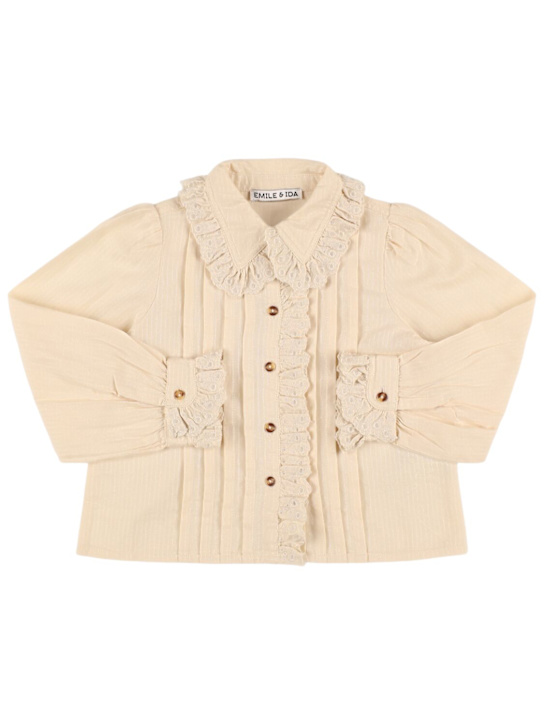 Emile & Ida: Camicia in cotone con ricami - kids-girls_0 | Luisa Via Roma