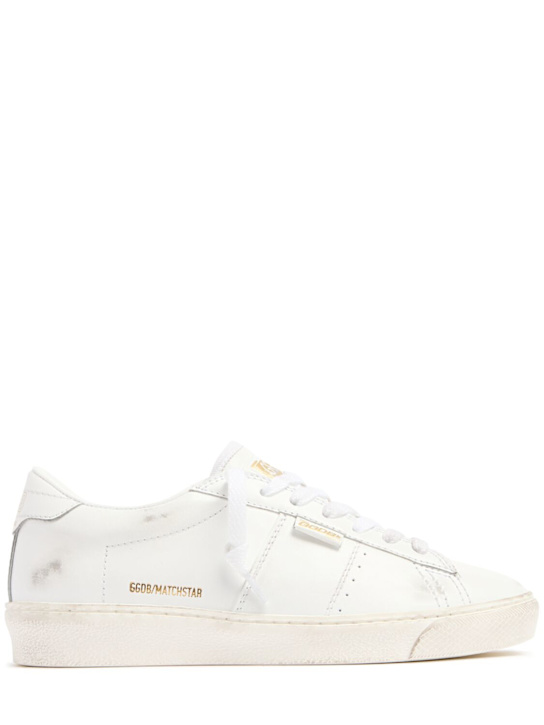 Golden Goose: 20毫米Matchstar亮面皮革运动鞋 - 白色 - women_0 | Luisa Via Roma