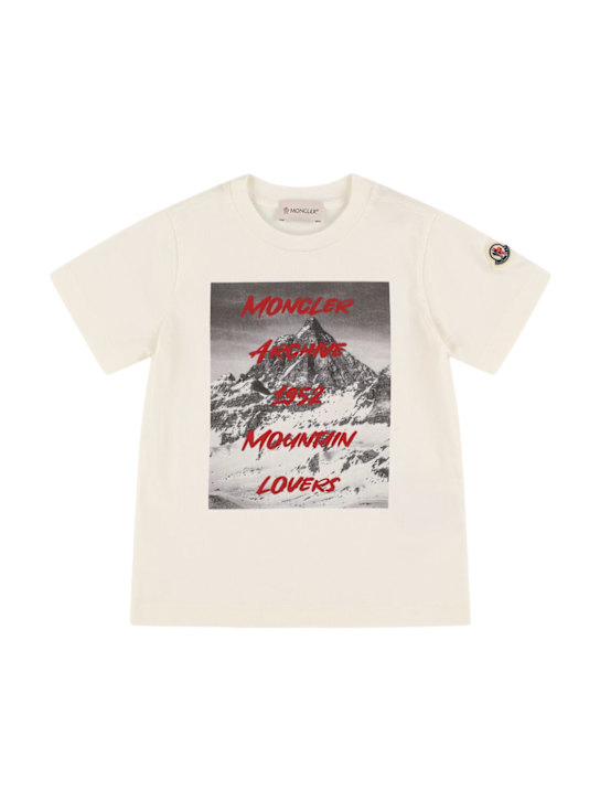 Moncler: Logo cotton jersey t-shirt - kids-boys_0 | Luisa Via Roma