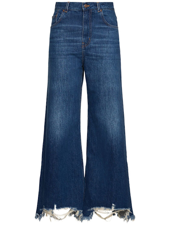 Chloé: High rise cotton denim wide jeans - women_0 | Luisa Via Roma