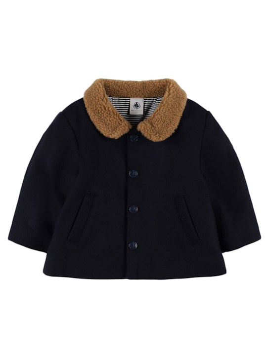 Petit Bateau: Wool blend jacket - Dark Blue - kids-girls_0 | Luisa Via Roma