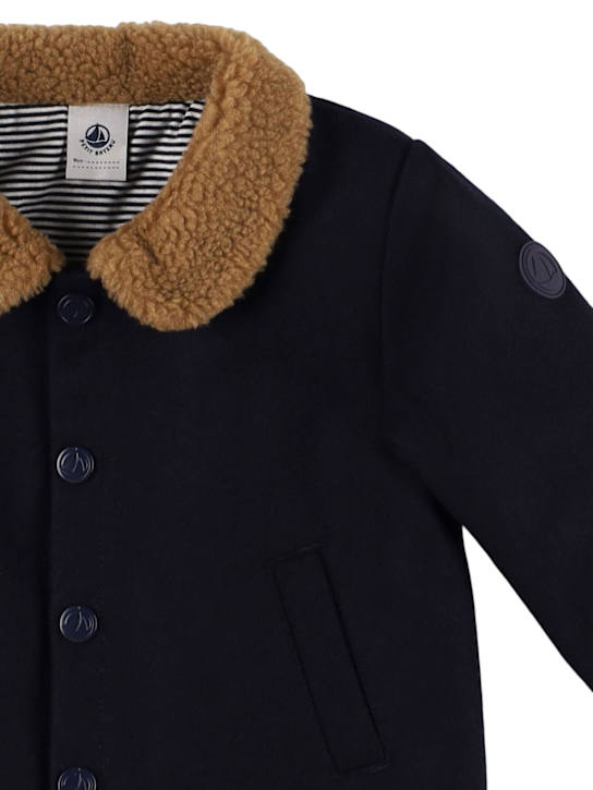 Petit Bateau: Wool blend jacket - Dark Blue - kids-girls_1 | Luisa Via Roma