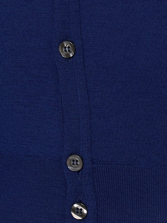 John Smedley: Bryn extrafine wool knit cardigan - Blue - men_1 | Luisa Via Roma