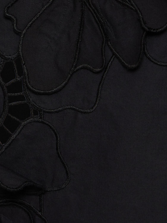 Forte_forte: En fleur embroidered poplin top - Black - women_3 | Luisa Via Roma