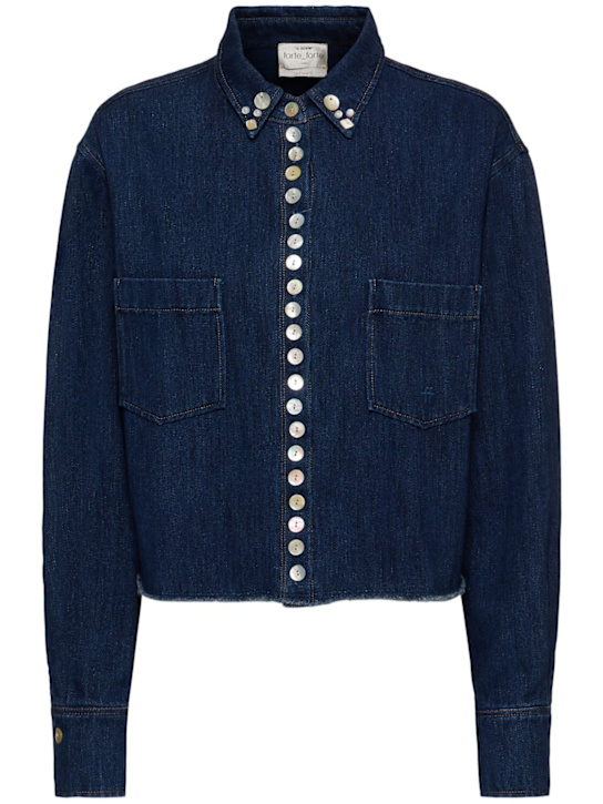 Forte_forte: Embroidered cotton denim shirt - women_0 | Luisa Via Roma