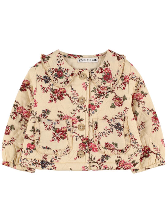 Emile & Ida: Giacca trapuntata in cotone stampato - Beige/Multi - kids-girls_0 | Luisa Via Roma