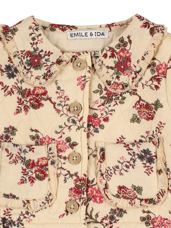 Emile & Ida: Giacca trapuntata in cotone stampato - Beige/Multi - kids-girls_1 | Luisa Via Roma