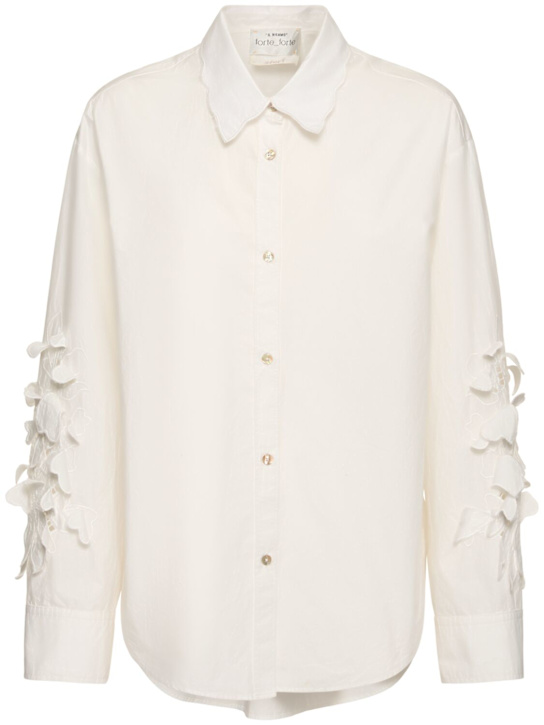 Forte_forte: En fleur embroidered poplin shirt - White - women_0 | Luisa Via Roma