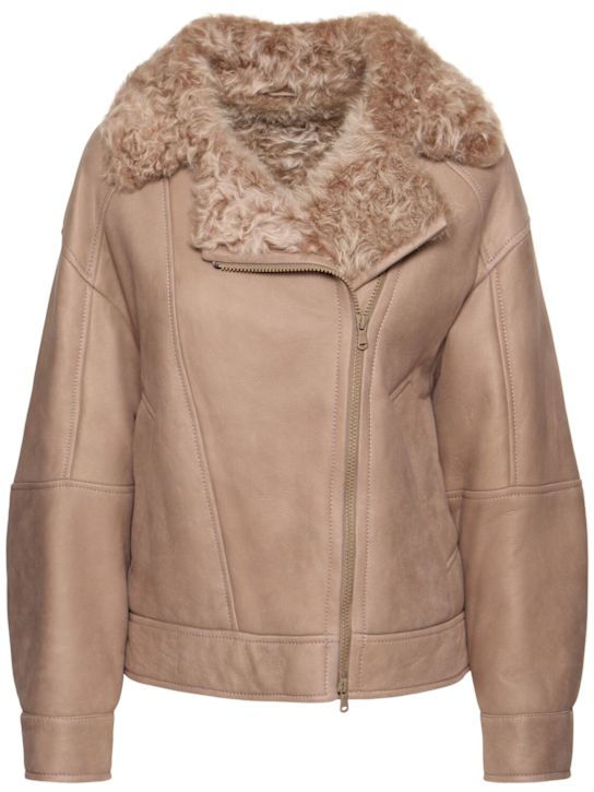 Brunello Cucinelli: Shearling leather jacket - women_0 | Luisa Via Roma