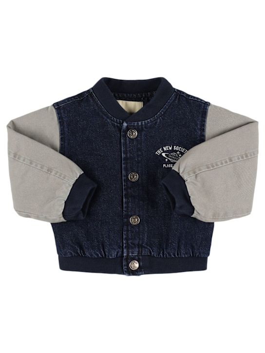 The New Society: Chaqueta bomber de denim de algodón - Azul - kids-boys_0 | Luisa Via Roma