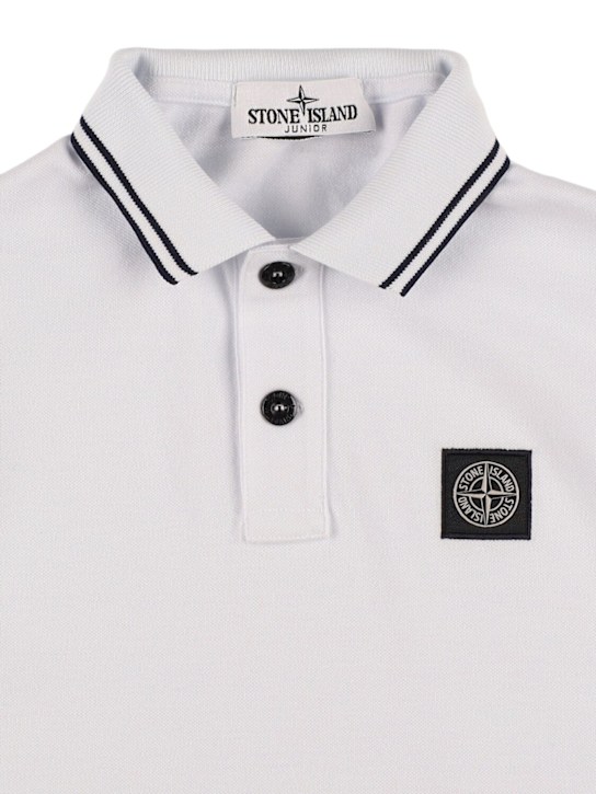 Stone Island Junior: オーガニックコットンピケ長袖ポロ - kids-boys_1 | Luisa Via Roma