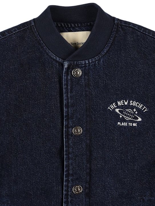 The New Society: Cotton denim bomber jacket - Blue - kids-boys_1 | Luisa Via Roma