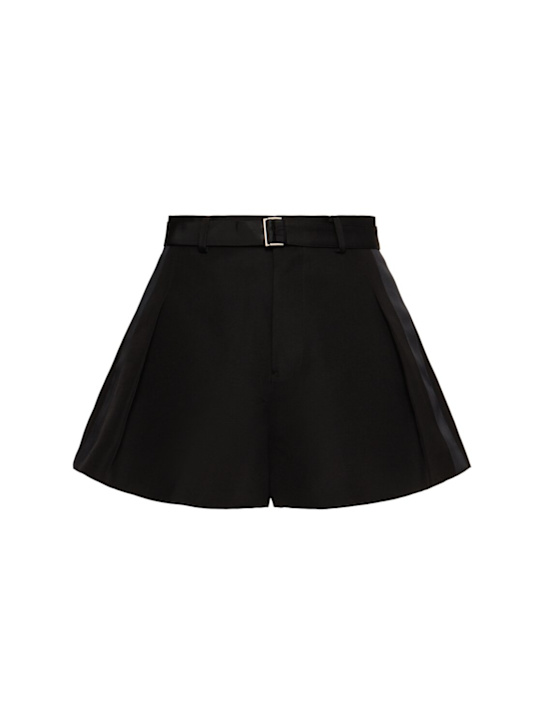 Sacai: Double-faced silk & cotton shorts - Black - women_0 | Luisa Via Roma