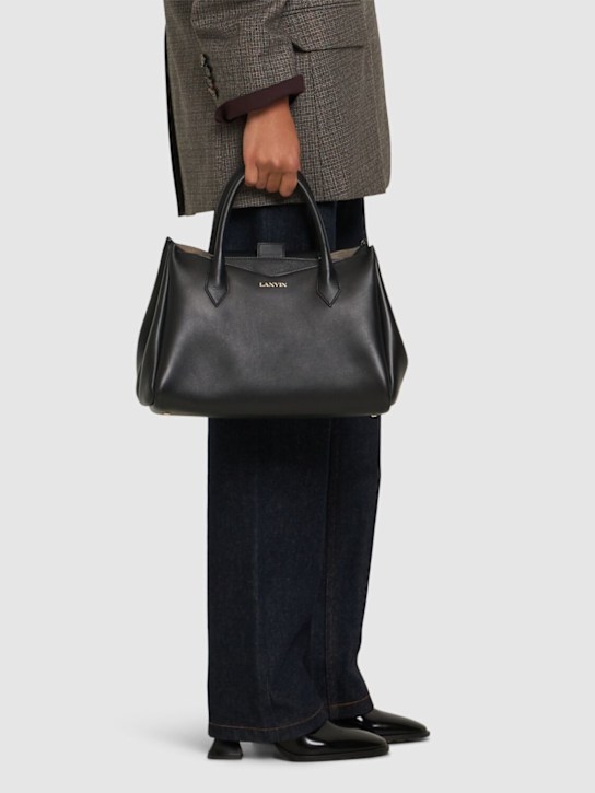 Lanvin: Borsa Concerto Jour in pelle con manico - Nero - women_1 | Luisa Via Roma