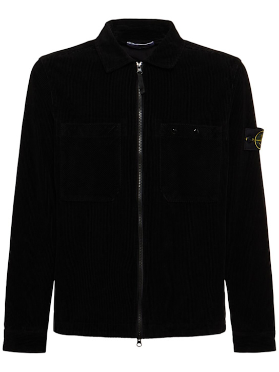 Stone Island: Cotton zip overshirt - men_0 | Luisa Via Roma