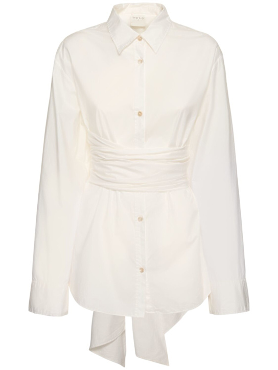 Forte_forte: Knotted poplin long shirt - women_0 | Luisa Via Roma